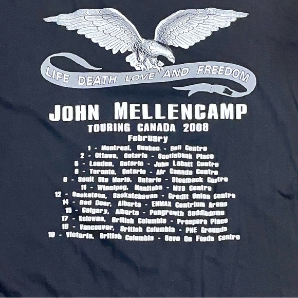 John Mellencamp Freedom’s Road 2008 Tour Canada Concert Shirt Band T - Picture 7 of 9